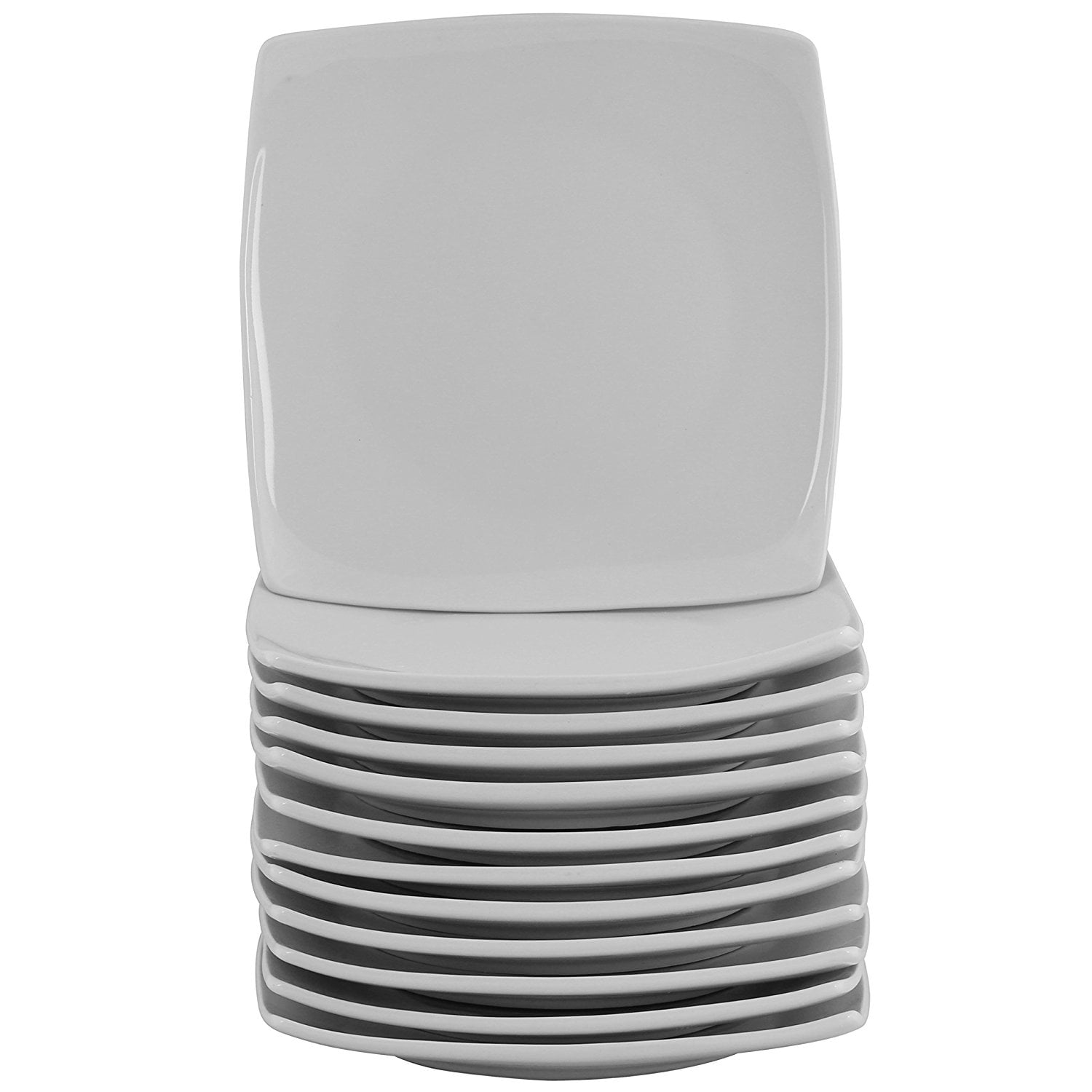 Party Packs Coupe Square Appetizer Plates, Set of 12, White, Care
