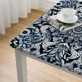 thumbnail image 4 of BANET Fitted Table Cloth Cover, Boho Flowers Elastic Edged Polyester Table Cover, Fits Square Table, Table Cover for Spring Picnic Party Patio Use, Navy Blue White, 4 of 7