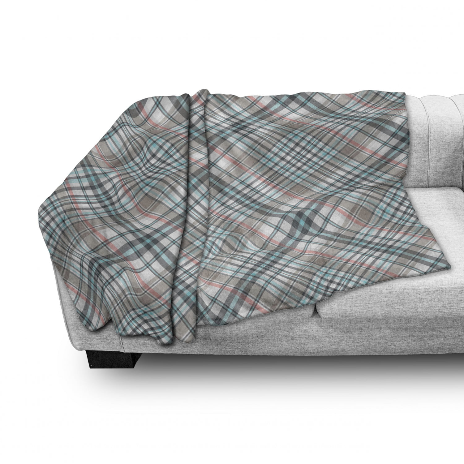 Traditional Pattern with Crosswise Dense Lines Plaid Inspired Flannel Fleece Accent Piece Soft Couch Cover for Adults 60 x 80 Ambesonne Checkered Throw Blanket Grey Pale Blue Pale Pink