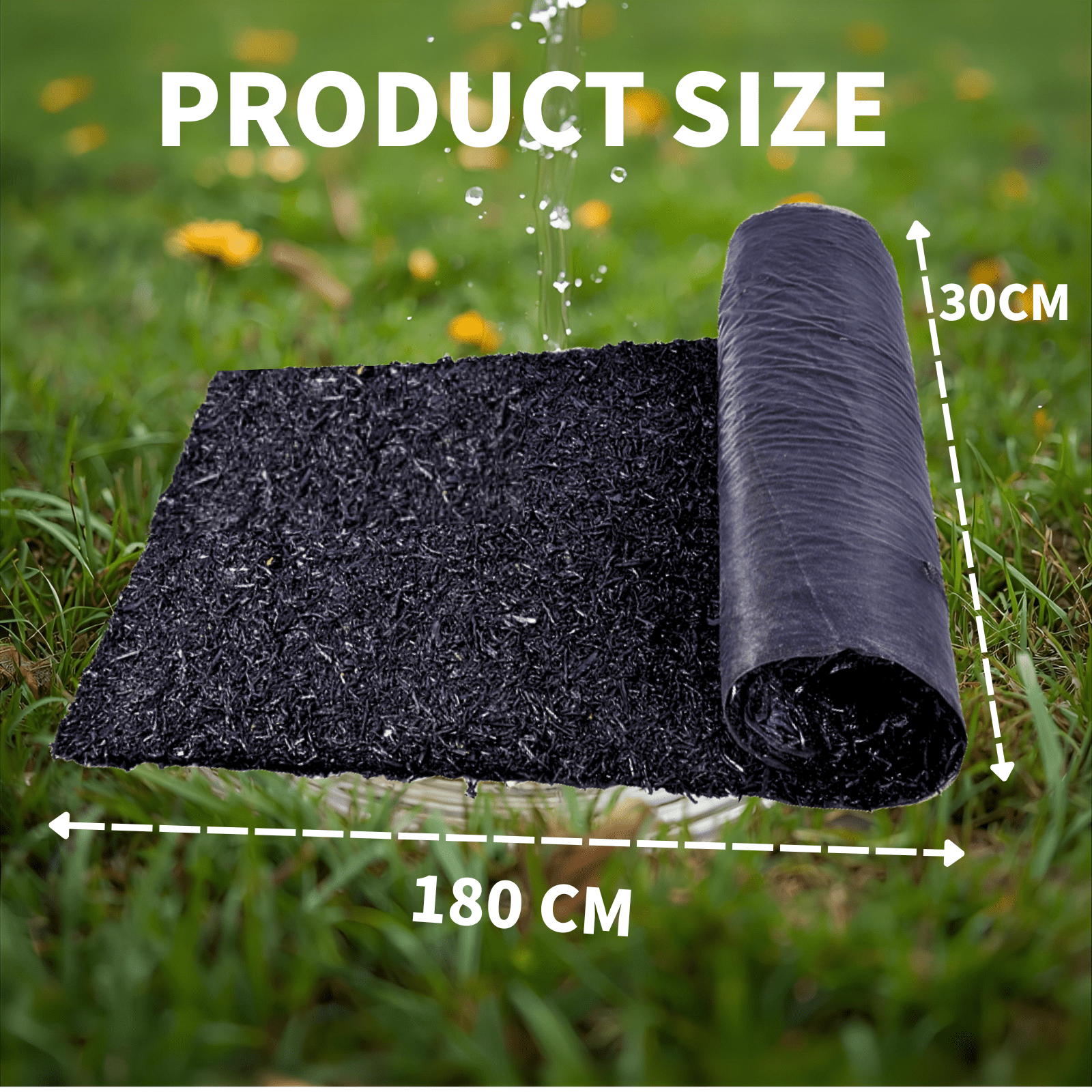 BESEA 6ft x 2ft Recycled Rubber Mulch Mat, Narrow Rubber Garden Strip for Landscaping, Tree Rings, Pathway Edging, Weed Barrier, Eco-Friendly Ground Cover, Easy to Cut & Install