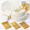 Ivory and Gold-210pcs, variant on 210plastic Plates Disposable Heavy Duty For Party 30