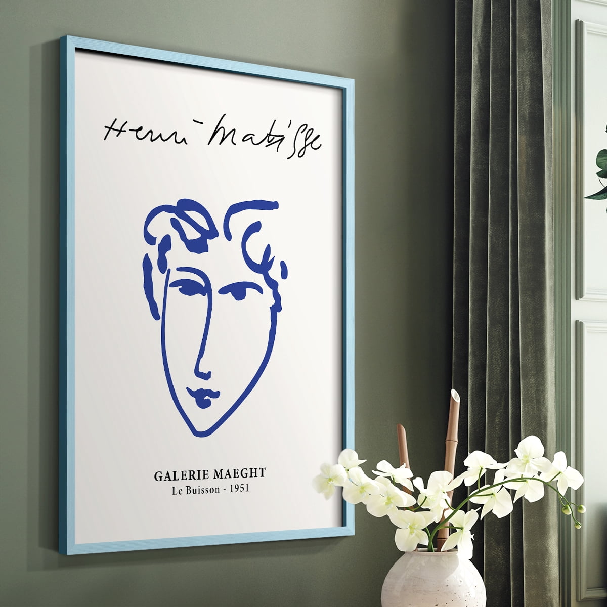 Matisse CVII Framed Print in Blue Solid Wood 11 x 14 Framed Print