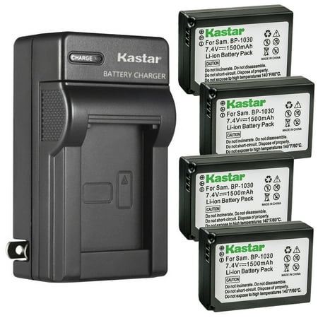 Kastar 4-Pack Battery and AC Wall Charger Replacement for Samsung BP-1030 BP1030 ED-BP1030 BP-1130 BP1130 ED-BP1130 Battery Samaung BC-1030 BC1030 BC-1030b BC1030b Charger