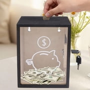 Clear Piggy Bank with Lock, Large Money Saving Jar, Penny Piggy Bank Box Container for Cash Saving, Openable Money Coin Change Bank for Adults Kids Boys Girls