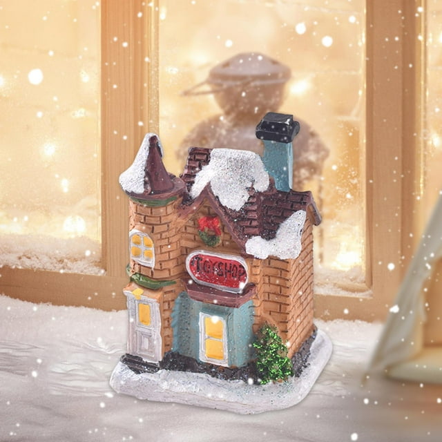 Cute Lighted House Statue Ornament Light Village Village Collection Desktop Xmas StyleA
