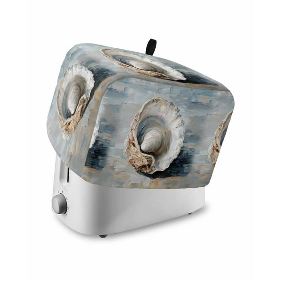 Fsddascl Coastal Seashells Toaster Cover 4 Slice, Large Kitchen Appliance Covers, Rustic Nautical Oil Abstract Painting Toaster Oven Cover with Loop, Bread Machine Cover Polyester Dust Cover