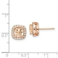 thumbnail image 2 of 925 Sterling Silver Rose-tone Square Peach Cubic Zirconia Halo Post Earrings 9.9x9.8mm Wide Stud Earring for Women, 2 of 2