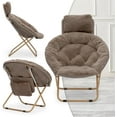 thumbnail image 4 of Faux Fur Chair, Folding Chair Soft Lounge Chair, Portable Moon Chair for Bedroom, Dorm Rooms, Apartments, Lounging, Garden and Courtyard(Brown), 4 of 13