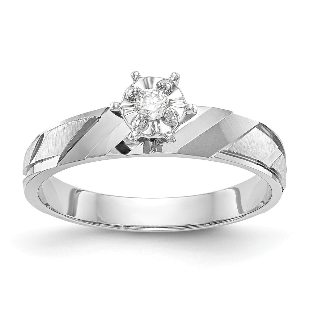 Ring Women 14K White Gold Aa Quality Trio Engagement Ring, Size 6