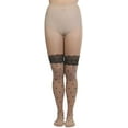 thumbnail image 3 of ToBeInStyle Women's Sheer Pantyhose With Faux Heart And Lace Top Design Stockings - One Size, 3 of 7