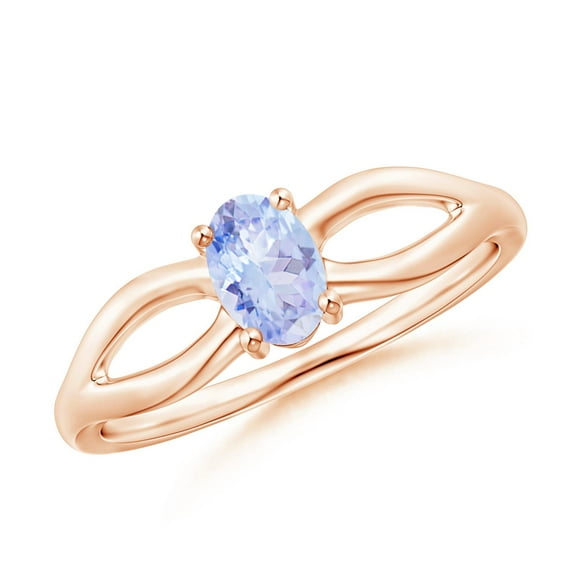 ANGARA Natural Prong-Set Solitaire Tanzanite Split Shank Ring in 14K Rose Gold for Women (Size-6x4mm) | December Birthstone, Birthday, Anniversary, Jewelry Gift for Women | Natural Tanzanite Ring