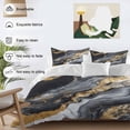 thumbnail image 4 of Gray Marble Bedding 3 Piece Duvet Cover Set Queen Size, Yellow Modern Ink Painting Abstract Art Soft Microfiber Comforter Cover with Zipper Closure & Pillowcases, Wrinkle & FadeResistant Quilt Cover, 4 of 9
