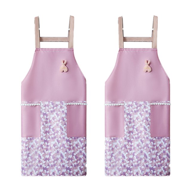 Delantal de cocina de 2 piezas, impermeable, antiincrustante, con correa de mano, estampado floral, para adultos, sin mangas