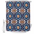 thumbnail image 2 of Orange Blue Waterproof Fabric Shower Curtain,Morocco Boho Abstract Floral Ethnic Tribal Waterproof Fabric Shower Curtain for Bathroom Curtains Bathtubs Shower Curtains with 12 Hooks Standard 66x72, 2 of 8