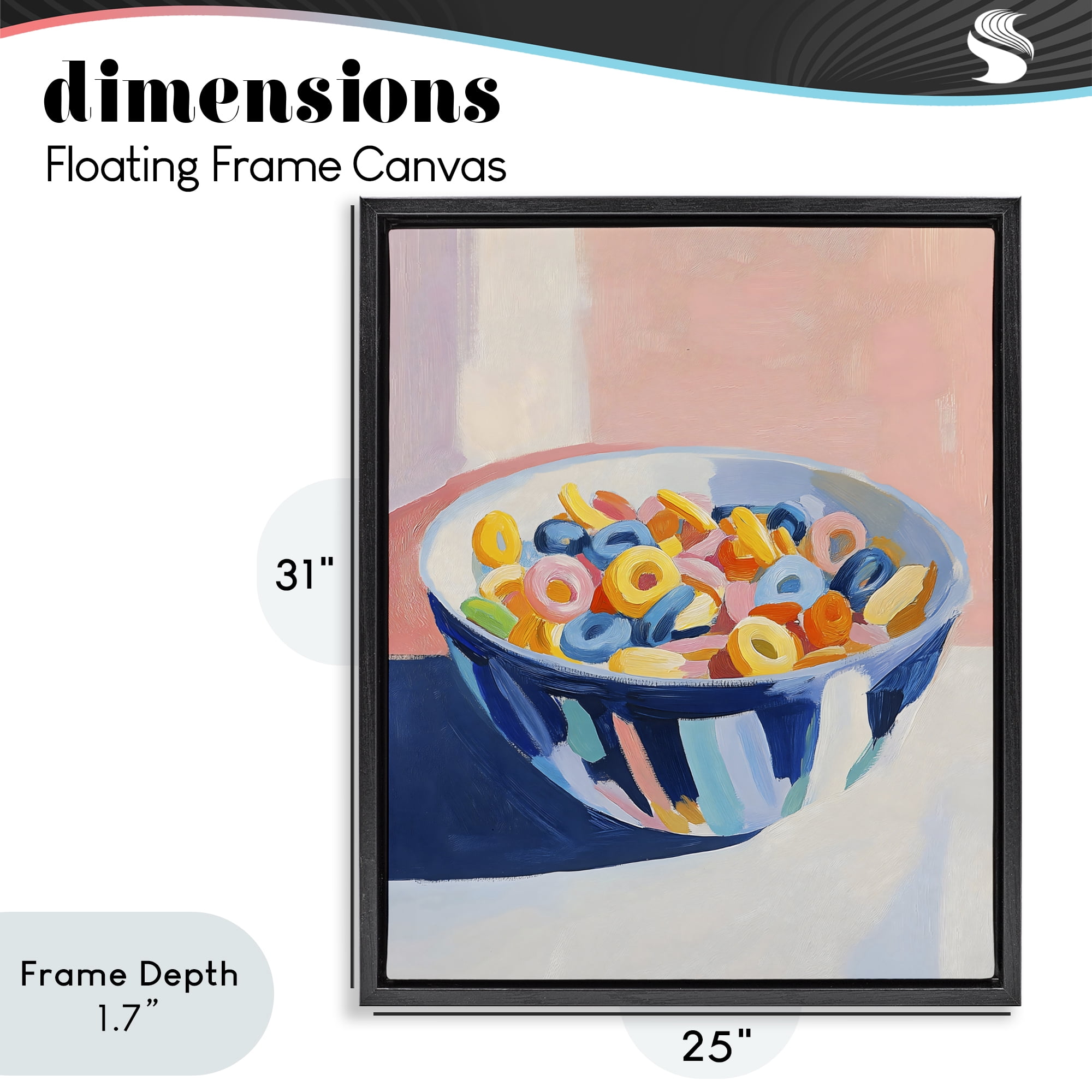Stupell Industries Colorful Cereal Bowl Black Framed Floater Canvas Wall Art, design by The Prints Vibe