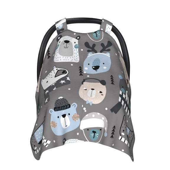 Car Seat Cover Baby - winter Scarf cute beer Breathable Infant Car Seat Cover for Baby Carseat, Lightweight Comfort Baby Essentials Must Haves Newborn Stuff for Girl Boy