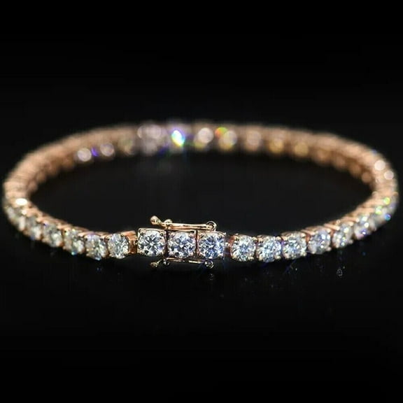 Forever Jewels 6Ct Round Cut Moissanite Women Tennis Bracelet 14K Rose Gold Plated