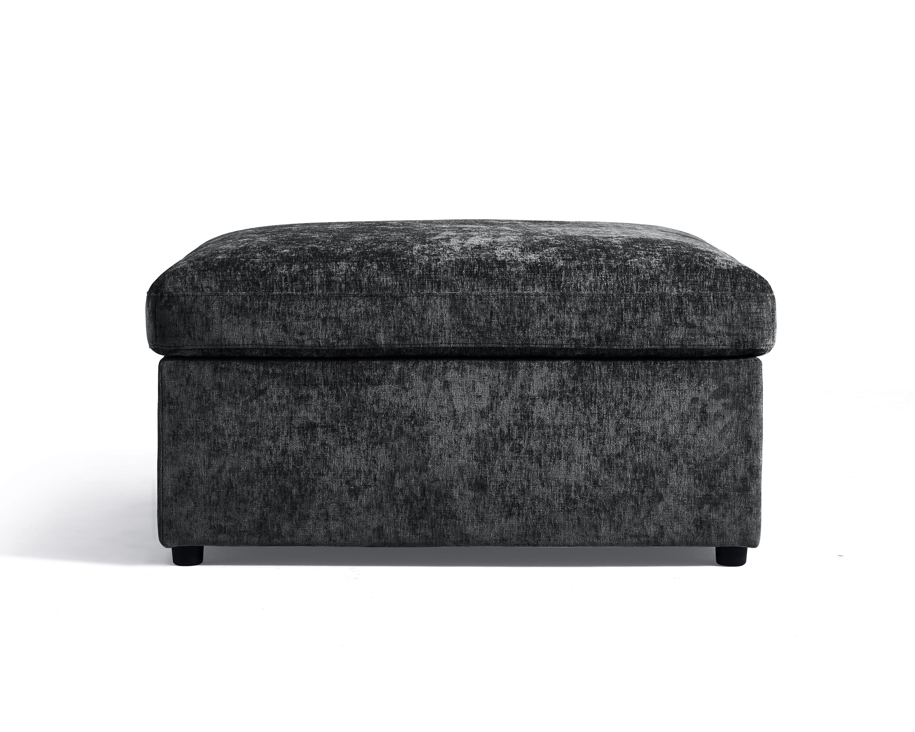 BEDEEP Movable Storage Ottoman for Modular Sectional Sofa, Chenille Ottoman with Storage for Living Room, Black
