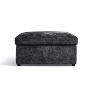 BEDEEP Movable Storage Ottoman for Modular Sectional Sofa, Chenille Ottoman with Storage for Living Room, Black