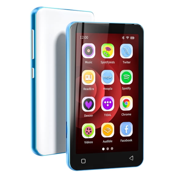 80GB MP3 Player with Bluetooth, S2 WiFi MP3 Player with Spotify, Spotify Kids, Audible, 4" Android Audio Music Player (Blue_White)