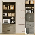 thumbnail image 3 of Luku Kitchen Pantry Storage Cabinet with Barn Doors, Drawer, and 2 Adjustable Shelves, Freestanding Tall Hutch with Microwave Stand for Kitchen, Dining Room, 3 of 7