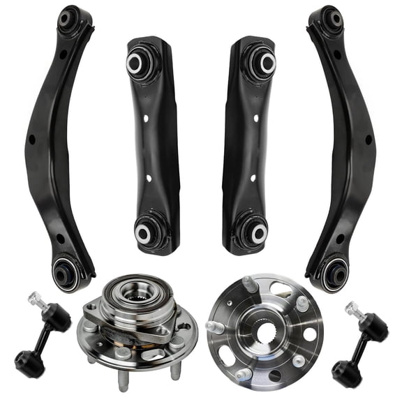 Detroit Axle - 8pc Rear Suspension Kit for Chevy Malibu Impala Buick LaCrosse Regal, 2 Upper Control Arms Assembly 2 Lower Forward Control Arms 2 Wheel Bearing Hubs 2 Sway Bar Links Replacement