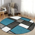 thumbnail image 6 of World Rug Gallery Contemporary Modern Boxed Color Block Area Rug - Blue 8' Round, 6 of 8