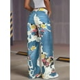 thumbnail image 4 of Women'S High Waisted Wide Leg Jeans Trendy Vintage Floral Print Denim Pants Colorful L, 4 of 7