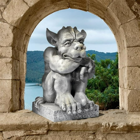 Design Toscano Gaspar  Watcher of Souls Gothic Gargoyle Statue It s easy to envision Gaspar the gargoyle statue perched atop a cathedral or tucked into an architectural niche  but this collectible gargoyle is just as ready to claim a coveted place in your very own castle! Artist Liam Manchester sculpted his Gothic guardian with a grotesque face  devilish horns and a muscular body before casting it in quality designer resin and adding an antique stoe finish. Resting its gremlin head on his muscular forearm to watch time go by  this frightening foe has his death stare on YOU! 8in Wx8½in Dx12in H. 3 lbs.
