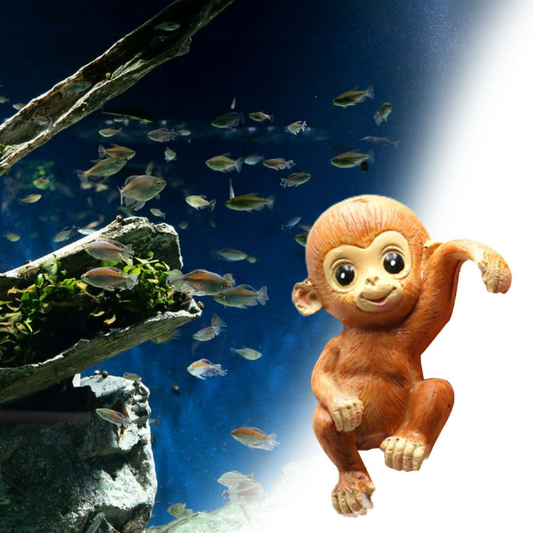 Monkey Figurine Realistic Vivid Appearance - Cartoon Detailed High Simulation Resin Mini Monkey - Fish Tank Decoration Aquarium Ornament, Other