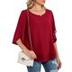 thumbnail image 3 of Puntoco moda mujer casual cuello redondo suelta tops 3/4 manga gasa blusa camisa tops Puntoco Puntoco-6926, 3 of 5