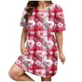 thumbnail image 2 of Zorckvet Heart Print Nightgowns for Women Trendy Valentine's Day Sleepshirts Plus Size Soft Womens Nightshirts Short Sleeve, 2 of 5