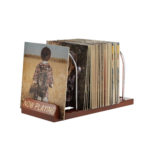 Soporte para discos de vinilo BS-VOG que ahora reproduce 50 LP Storage Wood
