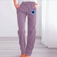 thumbnail image 2 of Xihbxyly Linen Pants for Women Womens Pants Cotton Linen Long Lounge Pants Drawstring Back Elastic Waist Pants Casual Trousers with Pockets, Purple, XL My Recent Orders, 2 of 6