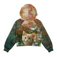 thumbnail image 5 of Xoenoiee Cat Butterfly Flower Print Girls' Sweatshirts Half Zip Up Pullover Crop Tops for Girls Long Sleeve Hoodie Sweater Cropped Sweatshirt, Size 7-8 Years, 5 of 7
