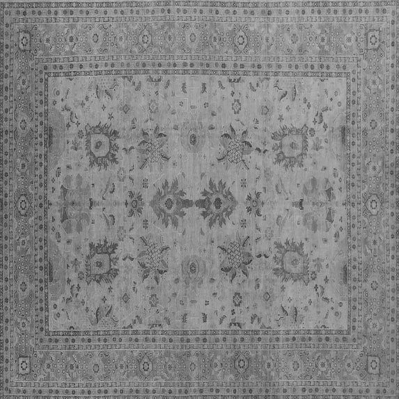 Ahgly Company Indoor Square Oriental Gray Industrial Area Rugs, 4' Square