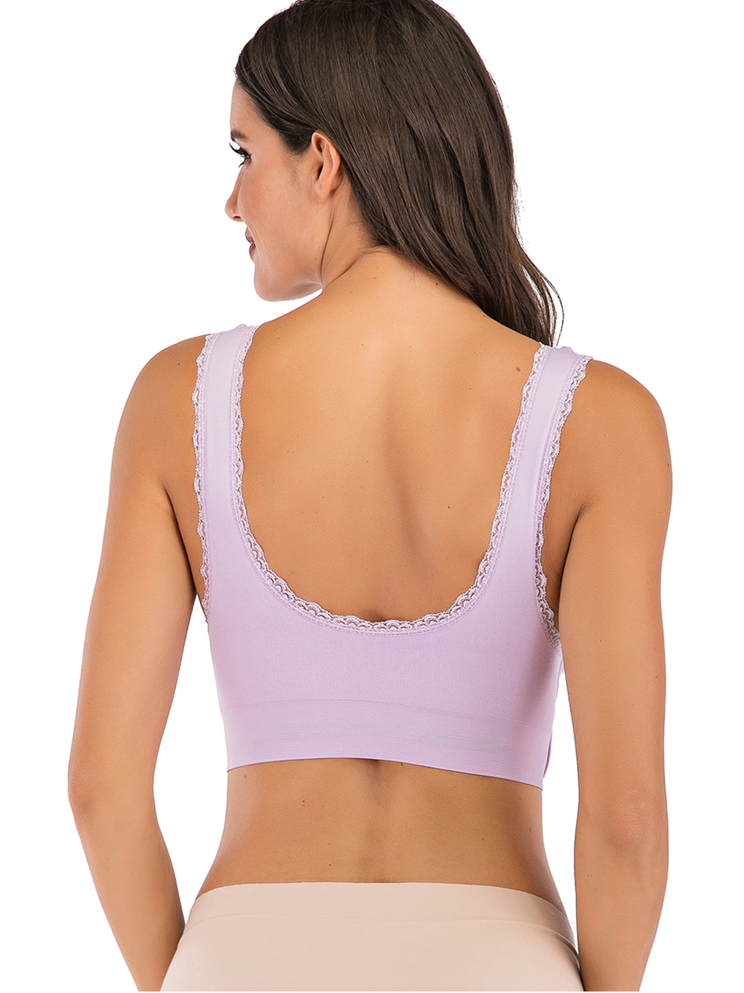 LELINTA Lace Sports Bras for Women Lace Front Cross Side Buckle and  Removable Pad Tank Top Yoga Sports Bra