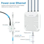Wifi Repeater WiFi Outdoor Access Point Mesh Extender, Omni-directional Coverage AX1800M 2.4GHz+5GHz MU-MIMO and 802.3af/at active PoE & passive PoE power supply, Gigabit Port, IP67 enclosure