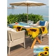 thumbnail image 5 of Outdoor Tablecloth with Umbrella Hole for Patio/Picnic/Party/Camping, Spring Sunflowers Waterproof Table Cloth Rectangle Table Cover Washable, Yellow Floral Turquoise Farmhouse Wood Grain (60"x 84"), 5 of 8