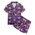 thumbnail image 5 of Kcodviy Ensemble 2 Pcs Pyjamas Fille Ensemble pour Enfants Enfants Graphique Pyjamas de Pâques Filles Imprimé Manches Courtes à Boutons Tout-Petit Fille Chandail Hibou Shorts Ensemble de Pyjama, 5 of 5