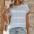 thumbnail image 4 of HAPIMO Womens Summer Tops Crewneck Tee Shirt Short Sleeve Striped Print Casual Comfy Pullover Tops Teen Grils Fashion Clothes Shirts for Women Blue M, 4 of 8