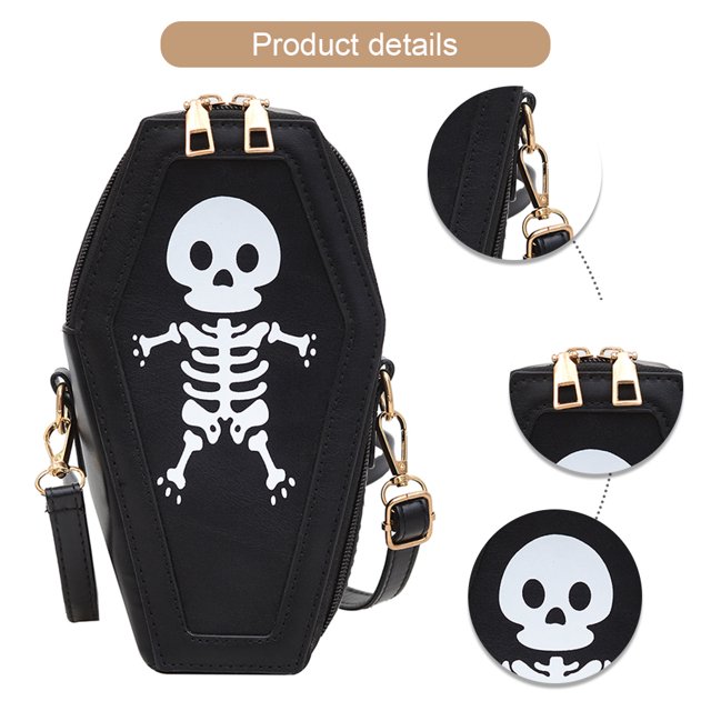 Bolso Halloween Hombro Gótico Hobo Mujer Con Forma Ataúd Cuero PU