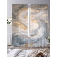 thumbnail image 3 of Abstract Marble Texture Sheer Curtains 108 Inches Long 2 Panels Grey Gold Gradient Wave Watercolor Light Filtering Semi Sheer Window Curtains Drapes for Bedroom Living Room 52"x108", 3 of 7
