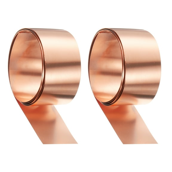 Uxcell 2pcs Copper Sheet Roll 0.3mm Thick Copper Flashing Strip (1.2" Width x 3.28ft)