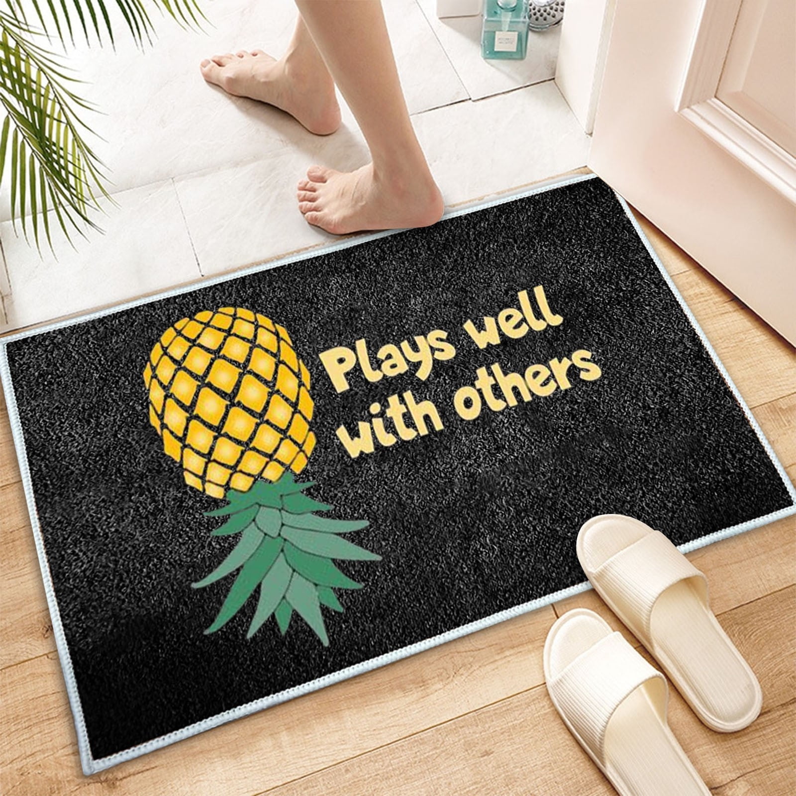 24x16"Seaside Pineapple Non-Slip Xmas Decor Bath Door Carpet Bathroom Mat Rug 