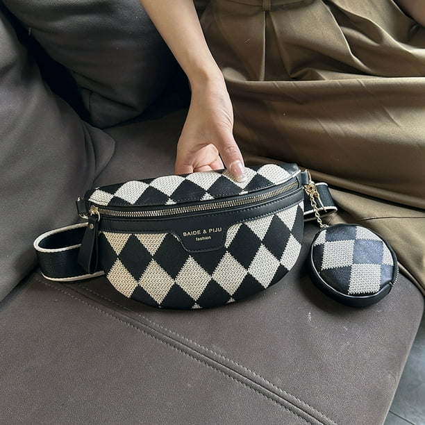 Bolsa de pecho Bolsas de cinturon con entramado de diamantes para rinonera elegante Negro Bodega Aurrera en linea