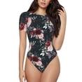 thumbnail image 1 of Kdxio Justaucorps à Manches Courtes Imprimé Floral Aquarelle pour Femmes Col Rond Modal Doux Confortable Ajusté Aguichant Top-TTG, 1 of 7