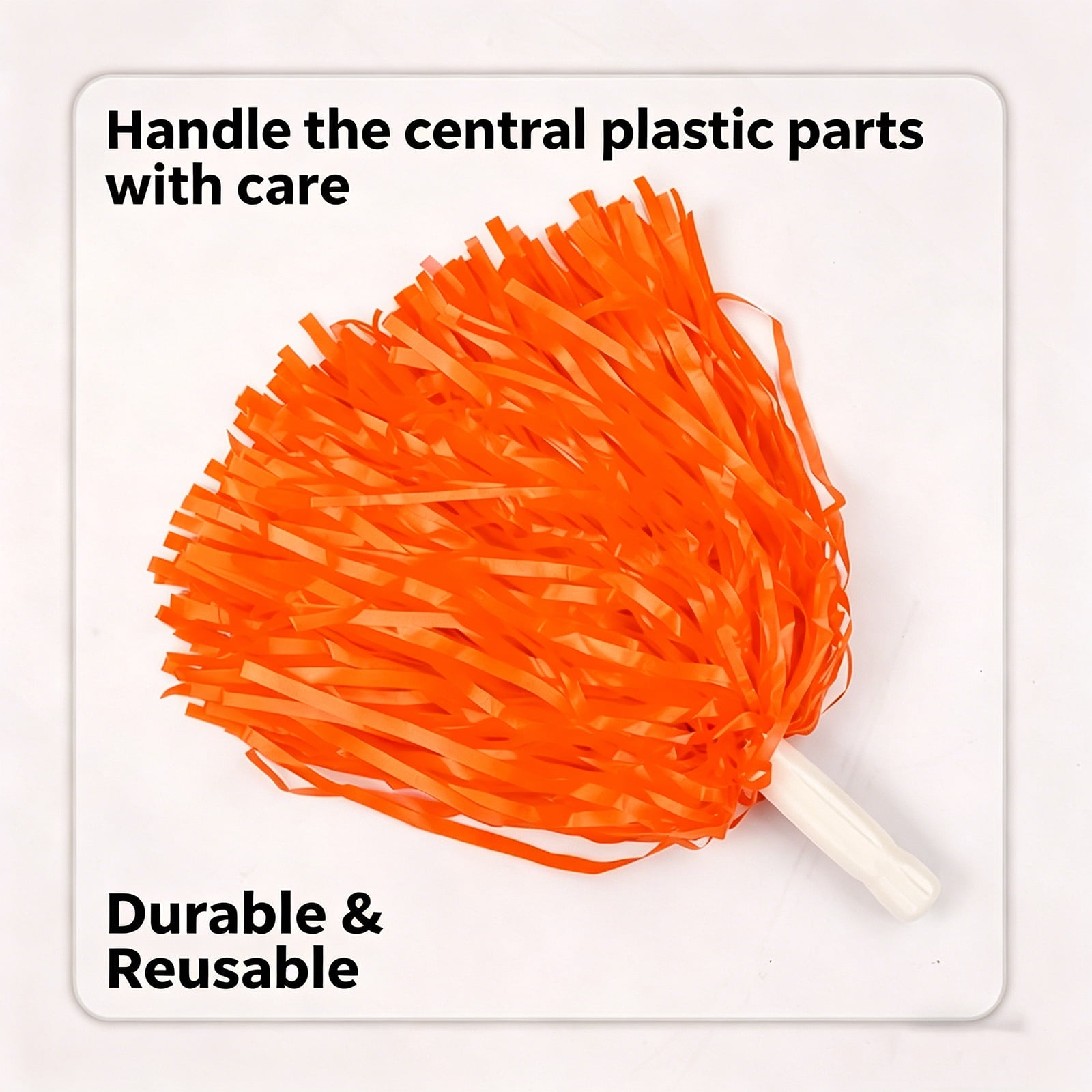 Matte Cheerleading Pom Poms - Soft Plastic with Baton Handle for Sports & Parties(12PCS)