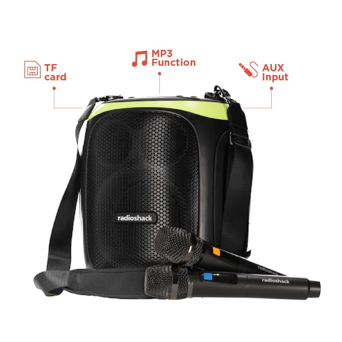 RadioShack Portable Bluetooth Karaoke Speaker, 120W, 2 Microphones Included