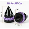 thumbnail image 4 of WWS-Bling Purple Tire Valve Caps, 4 Pack Handmade Crystal Rhinestone Diamond Valve Stem Covers Universal Dustproof Car Accessories, 4 of 4